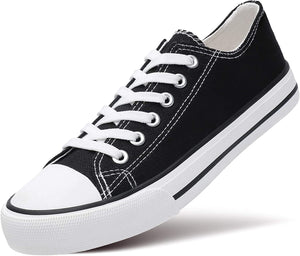 Canvas White Striped Lace Up Low Top Casual Shoes