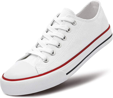 Canvas White Lace Up Low Top Casual Shoes