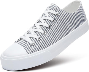 Canvas White Lace Up Low Top Casual Shoes