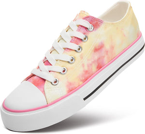 Canvas Pink Lace Up Low Top Casual Shoes