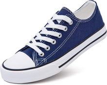 Load image into Gallery viewer, Canvas White Striped Lace Up Low Top Casual Shoes