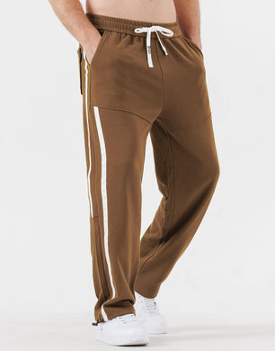 Men’s Comfy Knit Striped Brown Drawstring Sweatpants