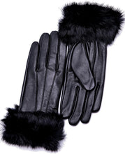 Load image into Gallery viewer, Real Leather Burgundy Red Buckle Winter Gloves w/Rabbit Fur Cuffs