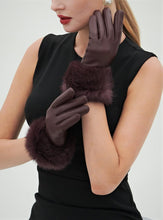 Load image into Gallery viewer, Real Leather Black Buckle Winter Gloves w/Rabbit Fur Cuffs