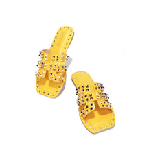 Load image into Gallery viewer, Yellow Chic Stylish Studded Flat Summer Sandals