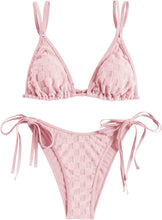 Load image into Gallery viewer, Soft Pink Checkered Summer Time 2pc Bikini Swimwear Set