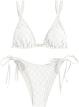 Load image into Gallery viewer, White Checkered Summer Time 2pc Bikini Swimwear Set