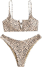 Load image into Gallery viewer, Cute Beige Dotted Print 2pc Bikini Swimwear Set
