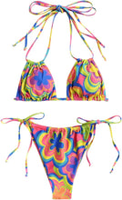Load image into Gallery viewer, Mosaic Pink &amp; Yellow Tie 2pc Bikini Swimwear Set