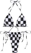 Load image into Gallery viewer, Beach Style Green Checkered Tie 2pc Bikini Swimwear Set