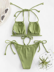 Hot Pink Beach String Tie 2pc Bikini Swimwear Set