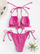 Load image into Gallery viewer, Hot Pink Beach String Tie 2pc Bikini Swimwear Set