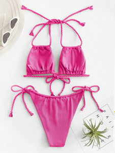 Beachy Green String Tie 2pc Bikini Swimwear Set