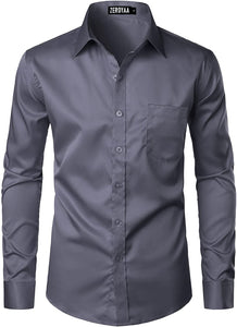Men's Long Sleeve Royal Blue Button Up Dress Shirt with Pocket
