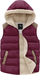 Soft Fleece Wine Winter Puffer Sleeveless Vest