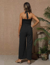 Load image into Gallery viewer, Black Ruffled Halter Style Jumpsuit