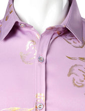 Load image into Gallery viewer, Lavender Men&#39;s Floral Short Sleeve Button Down Shirt
