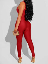 Load image into Gallery viewer, Red Criss Halter Sleeveless Bodycon Jumpsuit