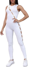 Load image into Gallery viewer, White Key Hole Cut Out Sleeveless Bodycon Jumpsuit