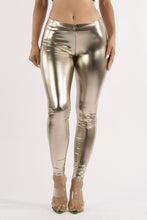 Load image into Gallery viewer, Dance With Me Silver Shiny Metallic Leggings