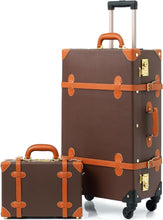 Load image into Gallery viewer, Vintage Style 2pc White Spinner Wheel Luggage Suitcase Set
