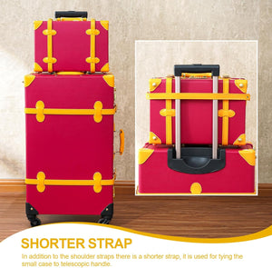 Vintage Style 2pc Red Spinner Wheel Luggage Suitcase Set