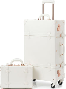 Vintage Style 2pc Pink Spinner Wheel Luggage Suitcase Set