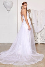 Load image into Gallery viewer, Embroidered White Lace Wedding Gown with Overskirt