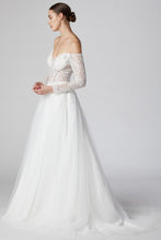 Load image into Gallery viewer, Italian White Long Sleeve Off Shoulder Sweetheart Neck Gown
