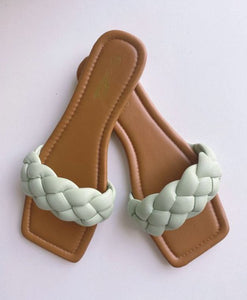 Green Braided Strap Sandals