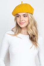Load image into Gallery viewer, French Royalty Fleece Mustard Yellow Beret Hat