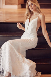 White Sleeveless Lace Jewel Detail Bridal Dress