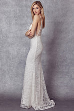 Load image into Gallery viewer, White Sleeveless Lace Jewel Detail Bridal Dress