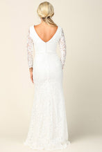Load image into Gallery viewer, Beautiful White Long Sleeve Lace Floor Length Wedding Gown