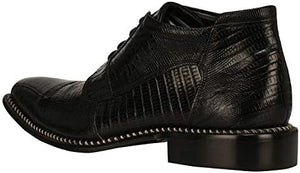 Men's Black Leather Lizard Style Lace Up Ankle Dress Boots