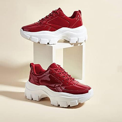Chic & Fashionable Red Chunky Platform Sneakers