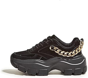Chic & Fashionable Reflective Charcoal Chunky Platform Sneakers