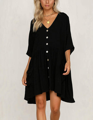 Black Casual Lightweight Mini Dress