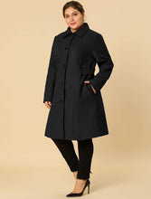 Load image into Gallery viewer, Women&#39;s Plus Size Black Belted Winter Long Coat