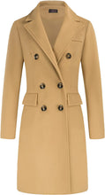 Load image into Gallery viewer, Giselle Khaki Double Breasted Long Overcoat Winter Jacket