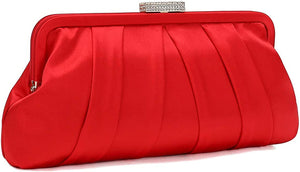 Special Occasion Satin Pleated Red Evening Bag
