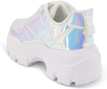 Load image into Gallery viewer, Chic &amp; Fashionable Reflective White Chunky Platform Sneakers