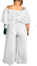 Load image into Gallery viewer, Plus Size White Pleated Off Shoulder Jumpsuit
