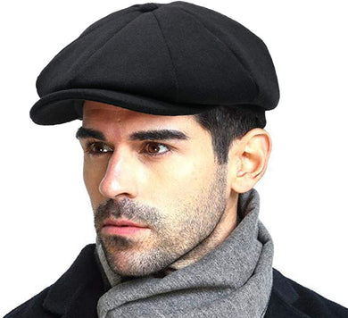 Men's Black Classic Newsboy Gatsby Hat