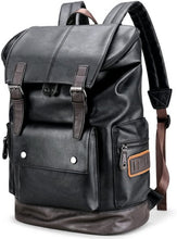 Load image into Gallery viewer, Vintage Black Leather Carry On Laptop Backpack