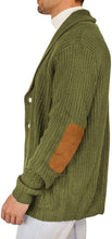 Load image into Gallery viewer, Men&#39;s Knit Green Shawl Collar Long Sleeve Button Down Sweater