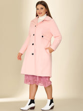 Load image into Gallery viewer, Women&#39;s Plus Size Pink Belted Winter Long Coat