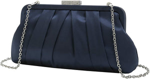 Special Occasion Satin Pleated Navy Blue Evening Bag