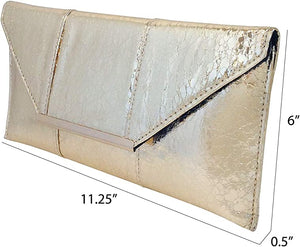 Glam Metallic Embossed Peach Envelope Style Clutch Purse