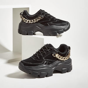 Chic & Fashionable Black Chunky Platform Sneakers